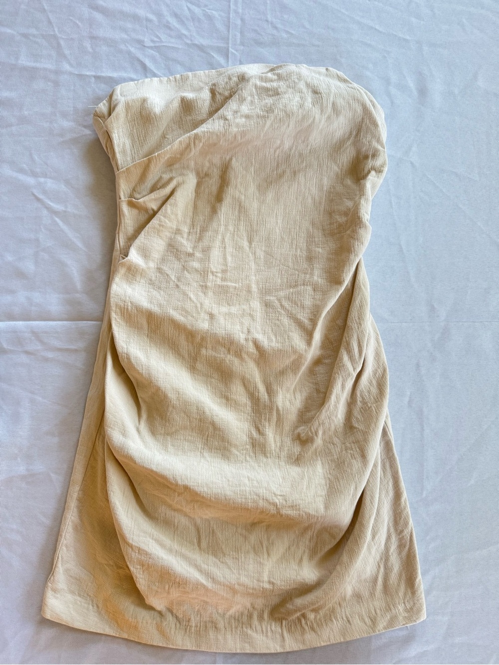 Zara Strapless Off-White Dress / Cream linen mini dress - Picture 2 of 9